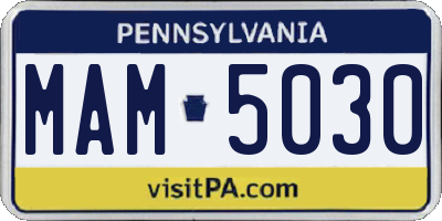 PA license plate MAM5030