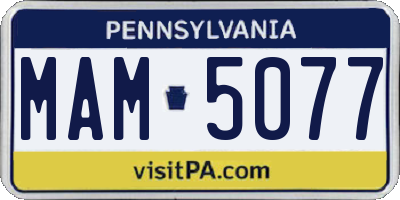 PA license plate MAM5077