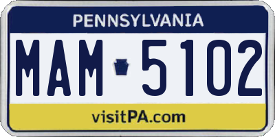 PA license plate MAM5102