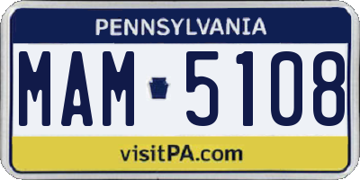 PA license plate MAM5108