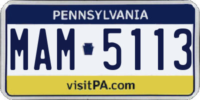 PA license plate MAM5113