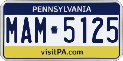 PA license plate MAM5125