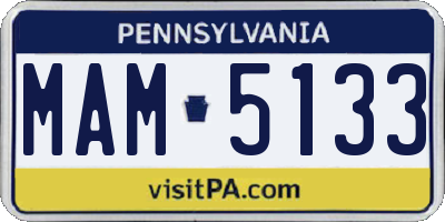 PA license plate MAM5133