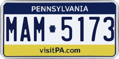 PA license plate MAM5173