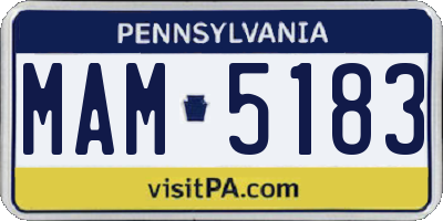 PA license plate MAM5183