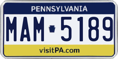 PA license plate MAM5189