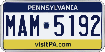 PA license plate MAM5192