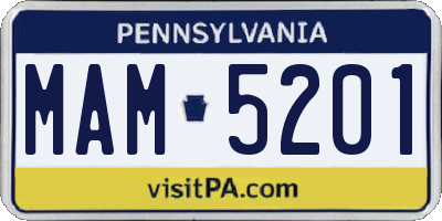PA license plate MAM5201