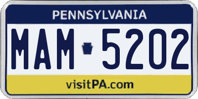 PA license plate MAM5202