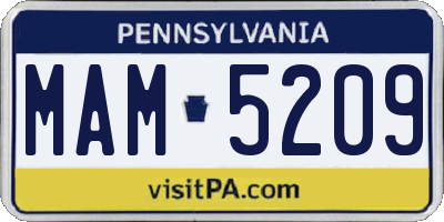 PA license plate MAM5209