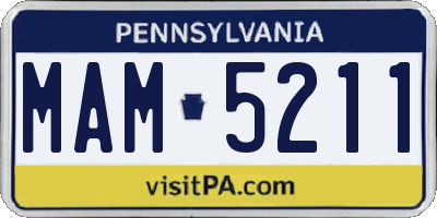 PA license plate MAM5211