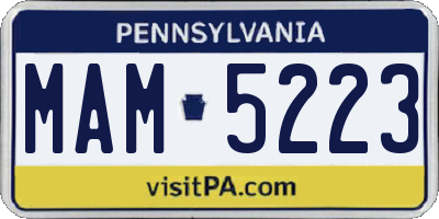 PA license plate MAM5223