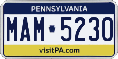 PA license plate MAM5230