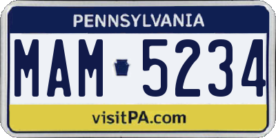 PA license plate MAM5234