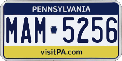 PA license plate MAM5256