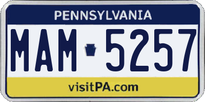PA license plate MAM5257