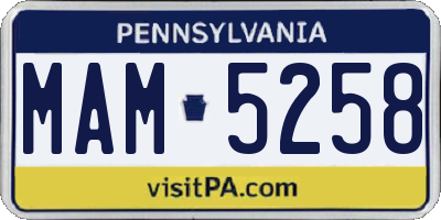 PA license plate MAM5258