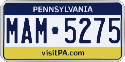PA license plate MAM5275