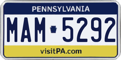 PA license plate MAM5292