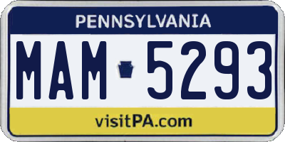 PA license plate MAM5293