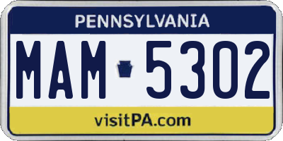 PA license plate MAM5302