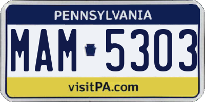 PA license plate MAM5303