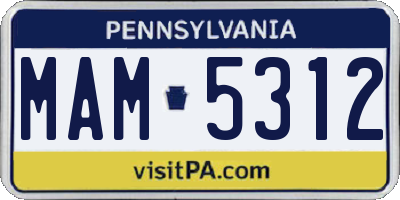 PA license plate MAM5312