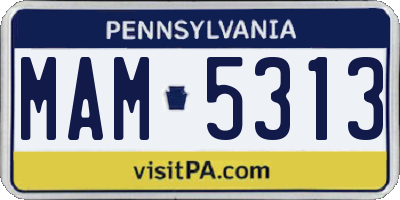 PA license plate MAM5313