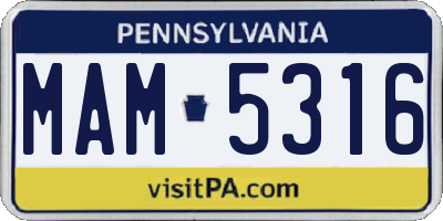 PA license plate MAM5316