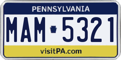 PA license plate MAM5321