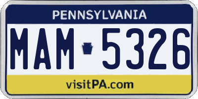 PA license plate MAM5326