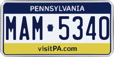 PA license plate MAM5340