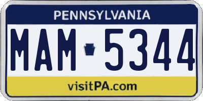 PA license plate MAM5344