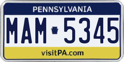 PA license plate MAM5345