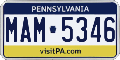 PA license plate MAM5346