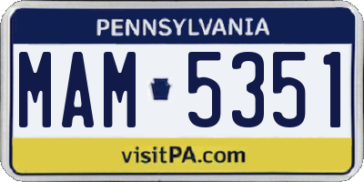 PA license plate MAM5351