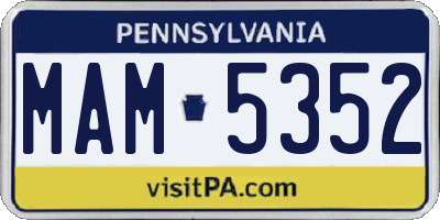 PA license plate MAM5352