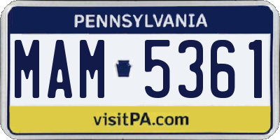 PA license plate MAM5361