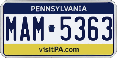 PA license plate MAM5363
