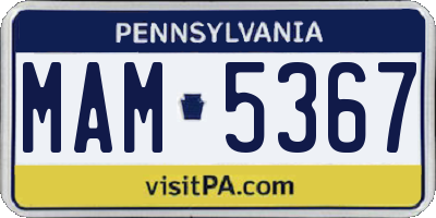 PA license plate MAM5367
