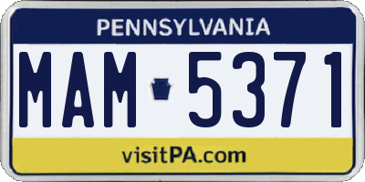 PA license plate MAM5371