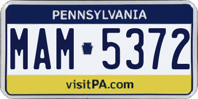 PA license plate MAM5372