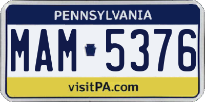 PA license plate MAM5376