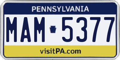 PA license plate MAM5377