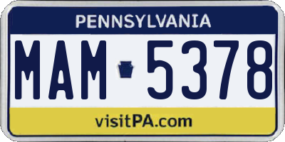 PA license plate MAM5378