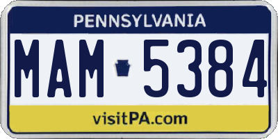 PA license plate MAM5384