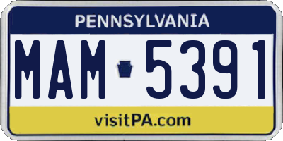 PA license plate MAM5391
