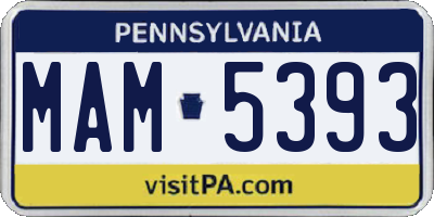 PA license plate MAM5393