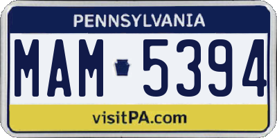 PA license plate MAM5394