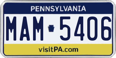 PA license plate MAM5406